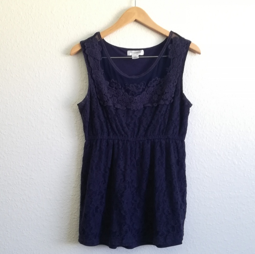 ⬇️ Motherhood Navy Blue Lace Blouse